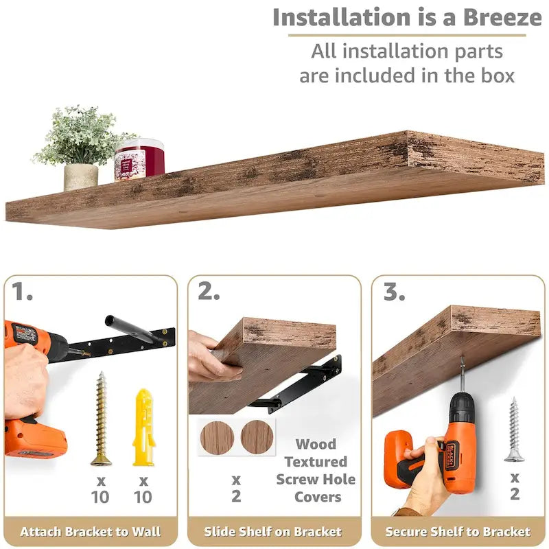 Long Floating Shelves for Wall Set of 2