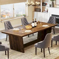 Mesa de comedor estilo granja de 71 pulgadas para 6-8 personas con pedestal macizo