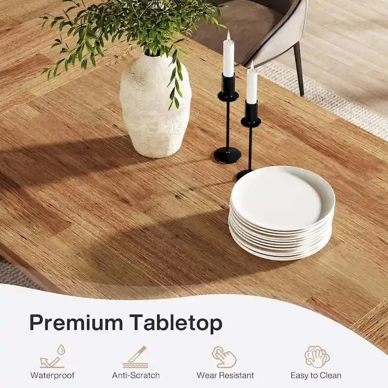 Mesa de comedor estilo granja de 71 pulgadas para 6-8 personas con pedestal macizo