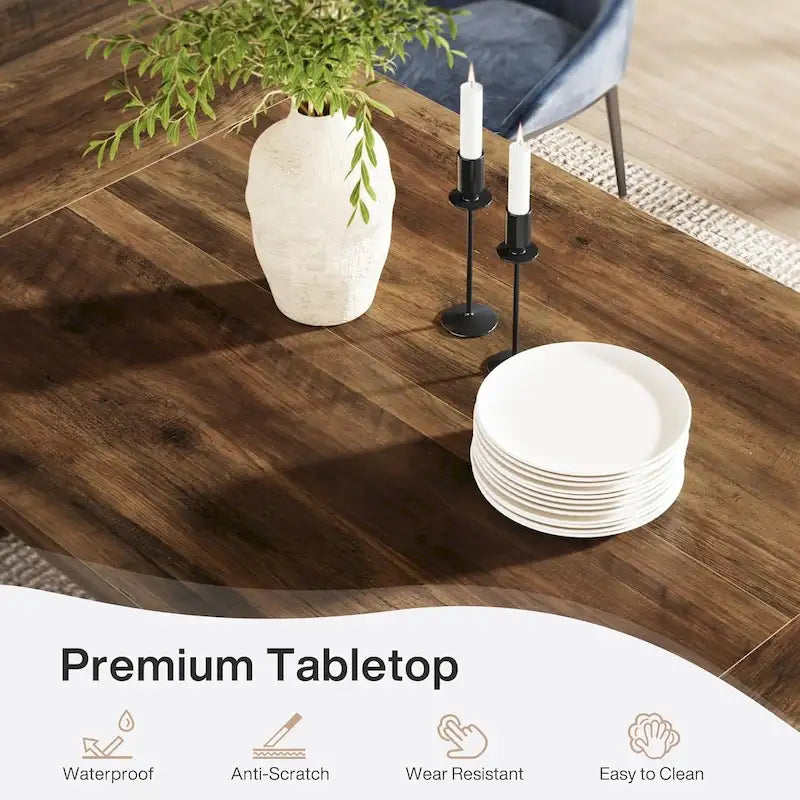 Mesa de comedor estilo granja de 71 pulgadas para 6-8 personas con pedestal macizo