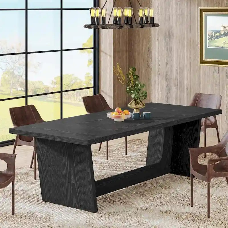 Mesa de comedor estilo granja de 71 pulgadas para 6-8 personas con pedestal macizo