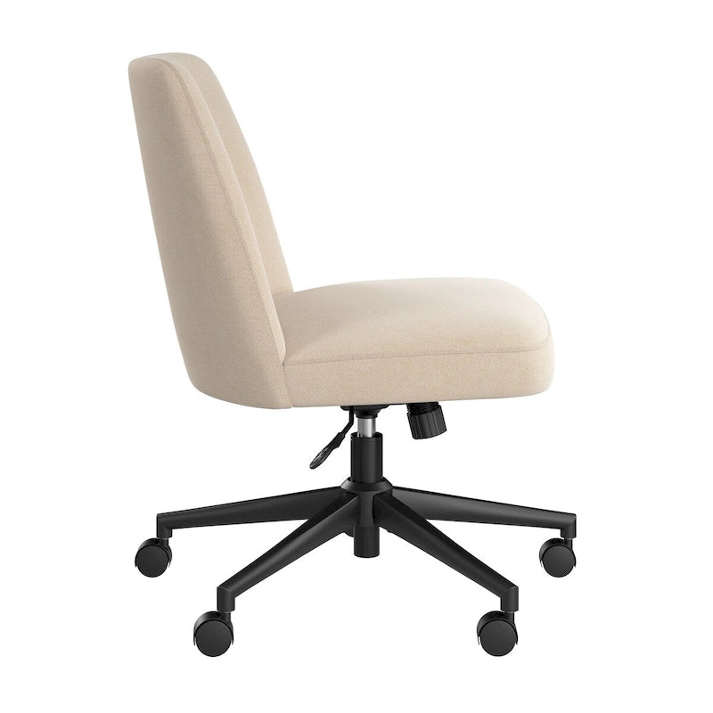 Bürostuhl mit mittelhoher Rückenlehne, ohne Armlehnen und mit Rollen
