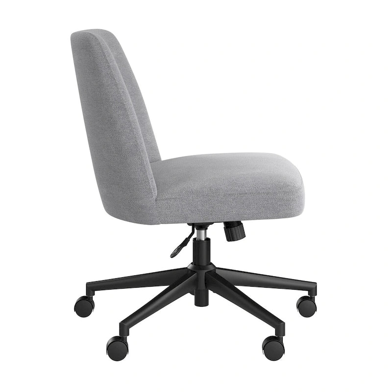 Bürostuhl mit mittelhoher Rückenlehne, ohne Armlehnen und mit Rollen