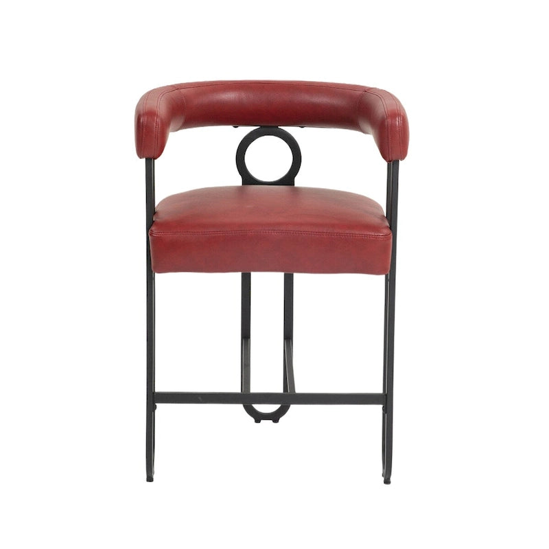 Chenille/Leather Upholstered Contemporary Designed Bar Stools With Footrestset of 2